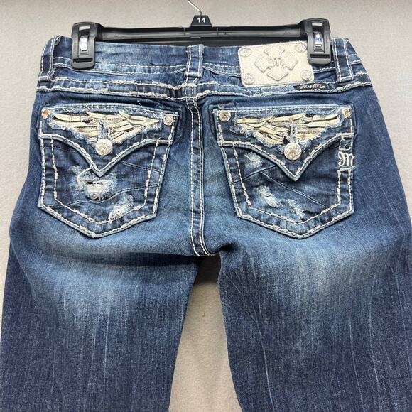 Miss Me Women's Skinny Jeans Size 26 (2) Angel Wings Biker Moto Bling School - Picture 1 of 15